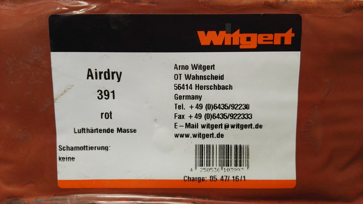 Witgert Airdry 391, air-drying clay, red 2.5 kg