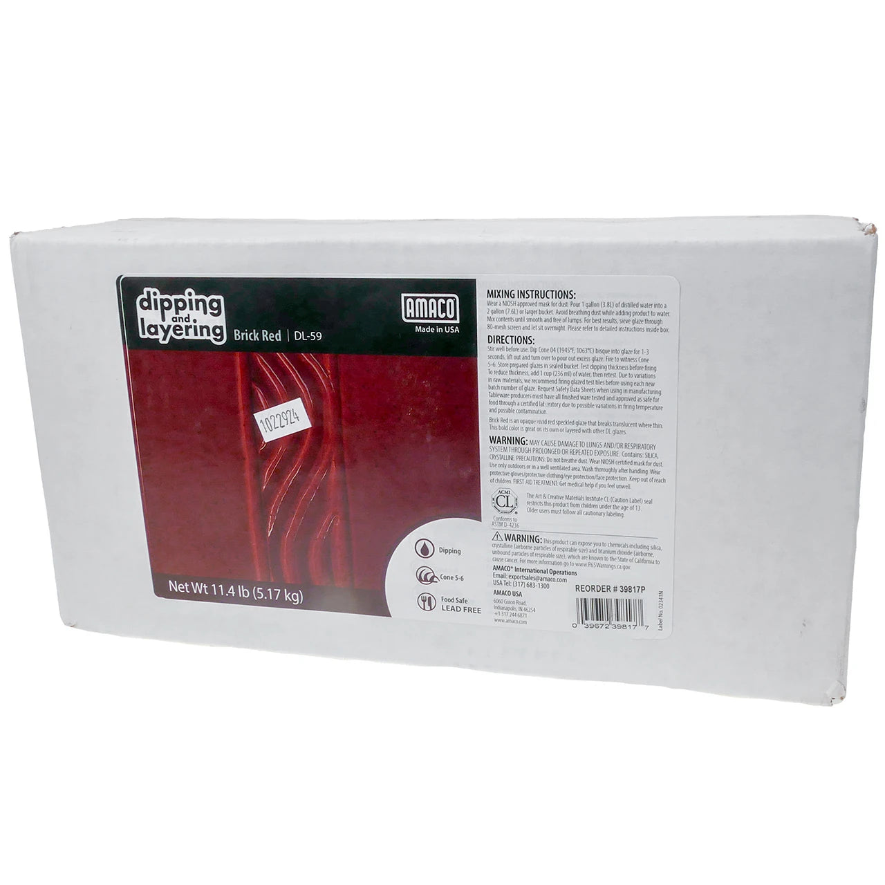 Amaco DL-59 Steinzeugglasur Brick Red  