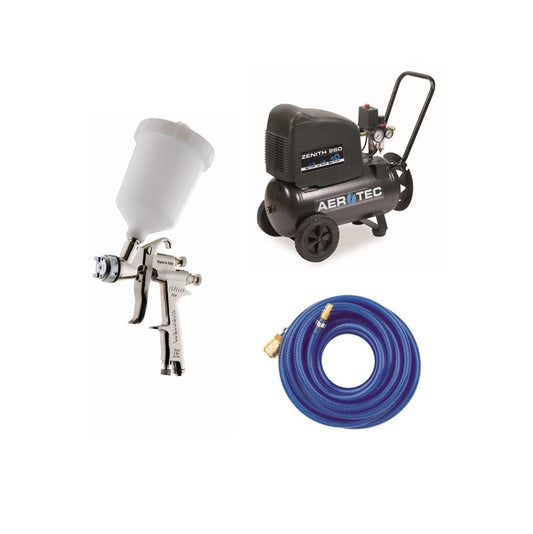 Glaze spraying set with compressor