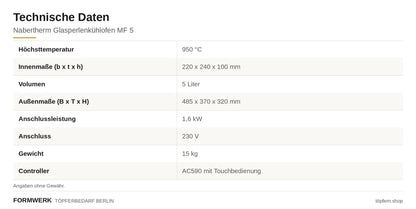 Nabertherm Glasperlenkühlofen MF 5  